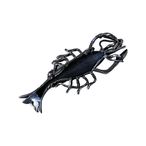 Silver Marcasite Lobster Brooch, Sterling Aquatic Animal Brooch, Crawfish Pin - Picture 5 of 8